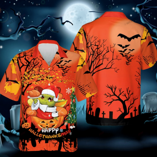 Happy Hallothanksmas Hawaiian 3D Shirt 3HS-Z0O9