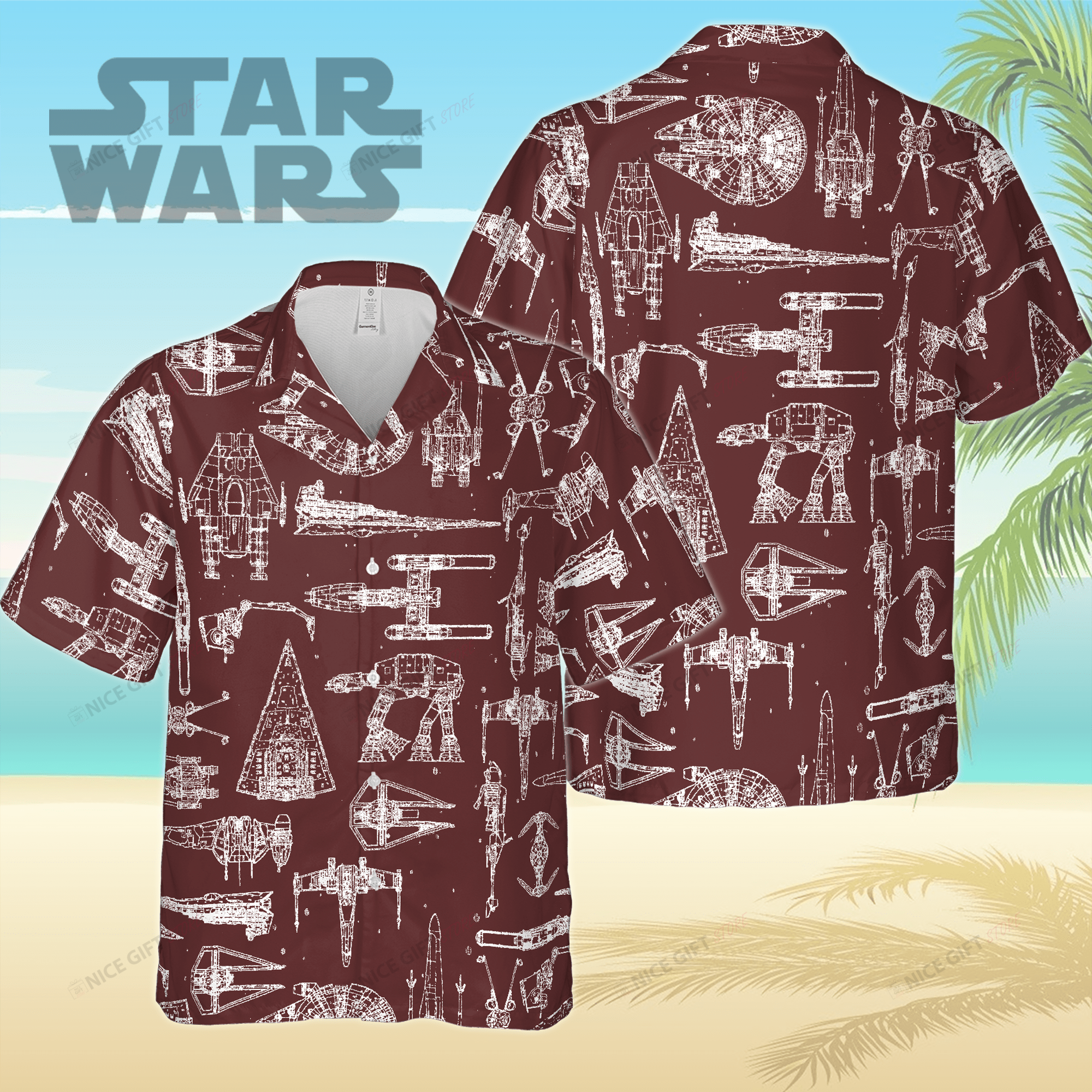 Star Wars Space Ships Hawaiian 3D Shirt 3HS-S0J7 Star Wars Space Ships Hawaiian 3D Shirt 3HS-S0J7
