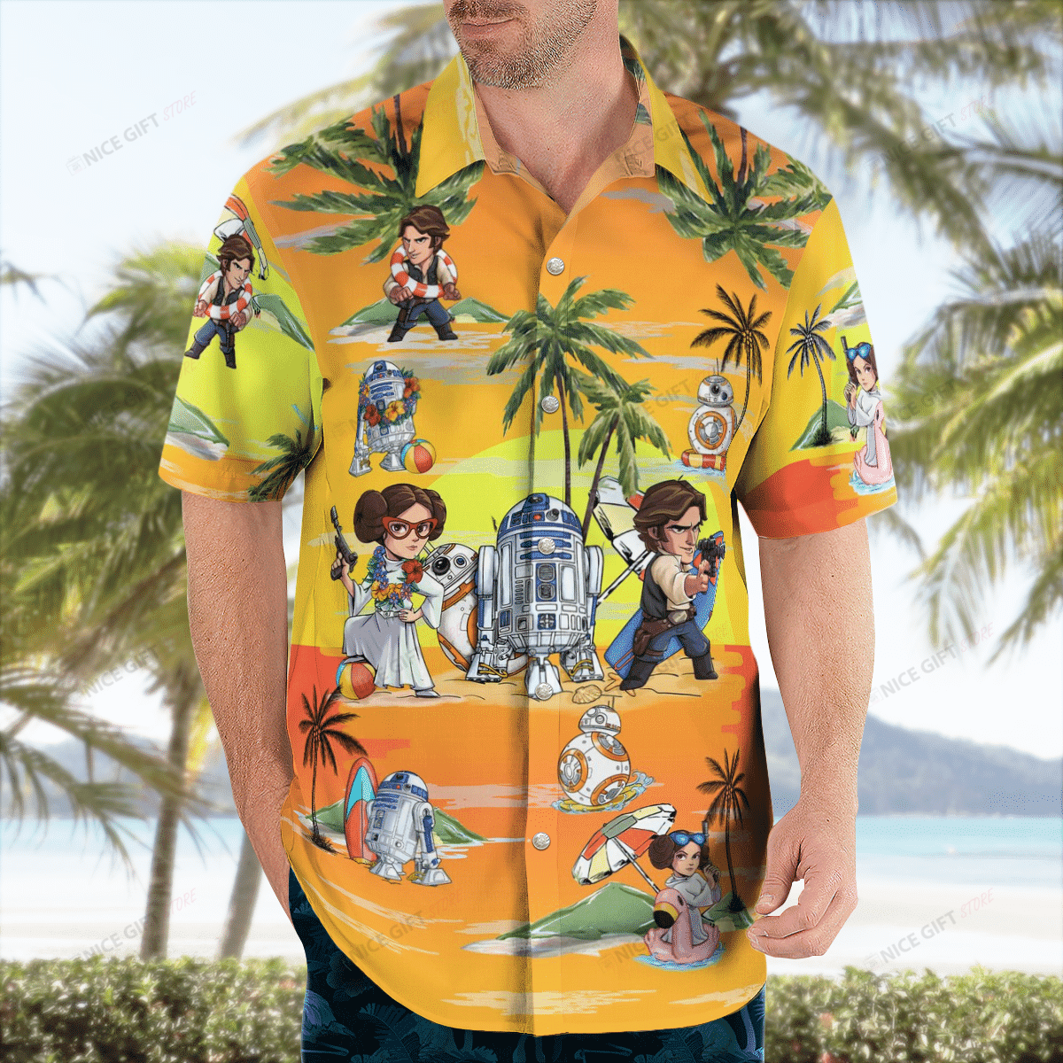 Star Wars Leia Organa Han Solo Hawaiian 3D Shirt 3HS-D9I7 Star Wars Leia Organa Han Solo Hawaiian 3D Shirt 3HS-D9I7