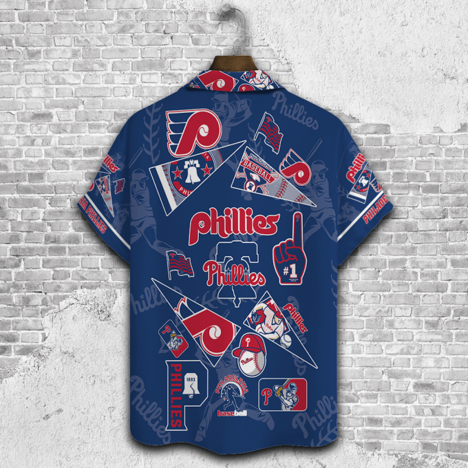 Philadelphia Phillies 2023 3D Print 3D Button 3D Button Hawaiian Shirt Gift for Men Dad Father Gift for Men Dad Father V1