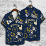 Milwaukee Brewers 2023 3D Print 3D Button 3D Button Hawaiian Shirt Gift for Men Dad Father Gift for Men Dad Father V1