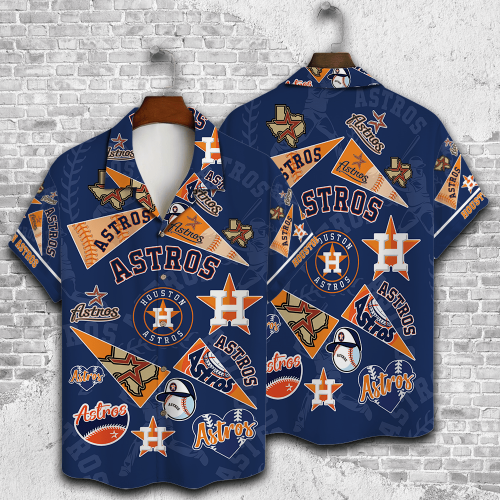 Houston Astros 2023 3D Print 3D Button 3D Button Hawaiian Shirt Gift for Men Dad Father Gift for Men Dad Father V1