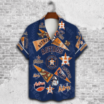 Houston Astros 2023 3D Print 3D Button 3D Button Hawaiian Shirt Gift for Men Dad Father Gift for Men Dad Father V1