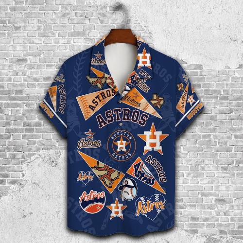 Houston Astros 2023 3D Print 3D Button 3D Button Hawaiian Shirt Gift for Men Dad Father Gift for Men Dad Father V1