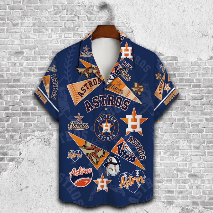 Houston Astros 2023 3D Print 3D Button 3D Button Hawaiian Shirt Gift for Men Dad Father Gift for Men Dad Father V1