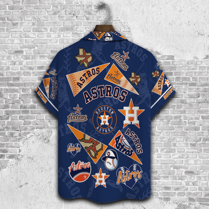 Houston Astros 2023 3D Print 3D Button 3D Button Hawaiian Shirt Gift for Men Dad Father Gift for Men Dad Father V1