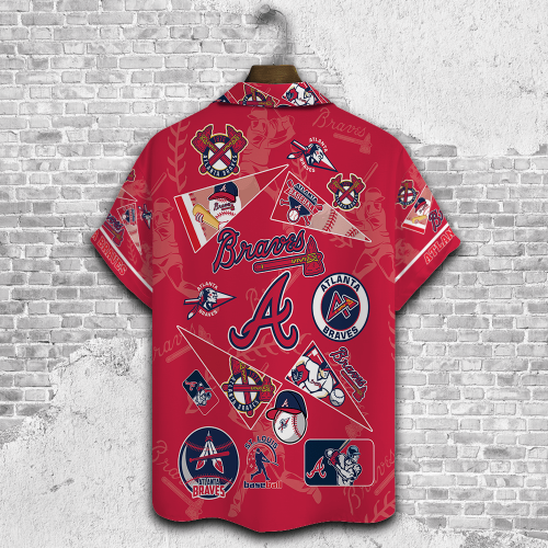 Atlanta Braves 2023 3D Print 3D Button 3D Button Hawaiian Shirt Gift for Men Dad Father Gift for Men Dad Father V1