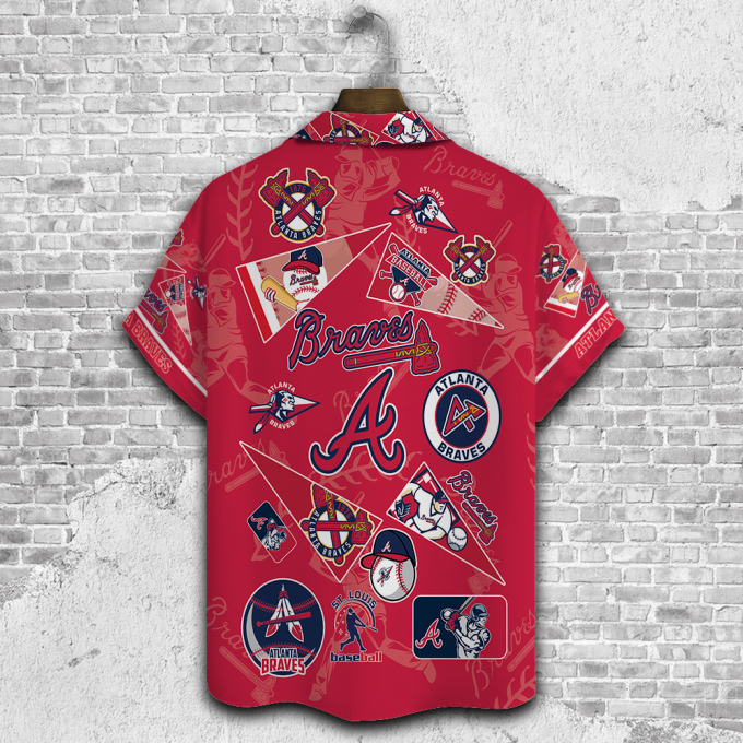 Atlanta Braves 2023 3D Print 3D Button 3D Button Hawaiian Shirt Gift for Men Dad Father Gift for Men Dad Father V1
