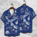 Los Angeles Dodgers 2023 3D Print 3D Button 3D Button Hawaiian Shirt Gift for Men Dad Father Gift for Men Dad Father V1