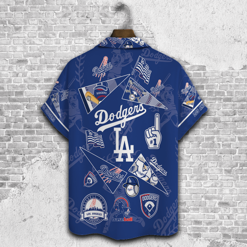Los Angeles Dodgers 2023 3D Print 3D Button 3D Button Hawaiian Shirt Gift for Men Dad Father Gift for Men Dad Father V1