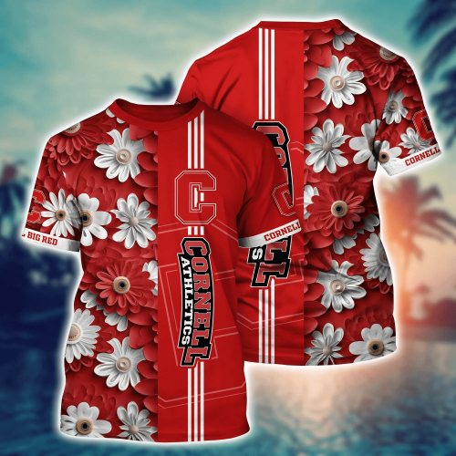 Cornell Big Red Flower 3D Button Hawaii Shirt Gift for Men Dad Father And T Shirt For Fans, Summer Football Shirts NA49574