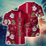 Boston College Eagles Flower 3D Button Hawaii Shirt Gift for Men Dad Father And T Shirt For Fans, Summer Football Shirts NA49574