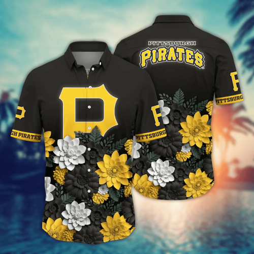 Pittsburgh Pirates Flower 3D Button Hawaii Shirt Gift for Men Dad Father And T Shirt For Fans, Summer Football Shirts