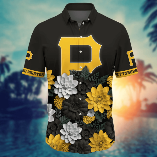 Pittsburgh Pirates Flower 3D Button Hawaii Shirt Gift for Men Dad Father And T Shirt For Fans, Summer Football Shirts