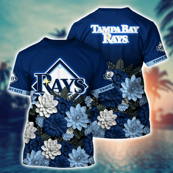 Tampa Bay Rays Flower 3D Button Hawaii Shirt Gift for Men Dad Father And T Shirt For Fans, Summer Football Shirts