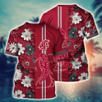 Washington State Cougars Flower 3D Button Hawaii Shirt Gift for Men Dad Father And T Shirt For Fans, Summer Football Shirts NA49574