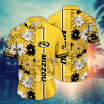 Missouri Tigers Flower 3D Button Hawaii Shirt Gift for Men Dad Father And T Shirt For Fans, Summer Football Shirts NA49574
