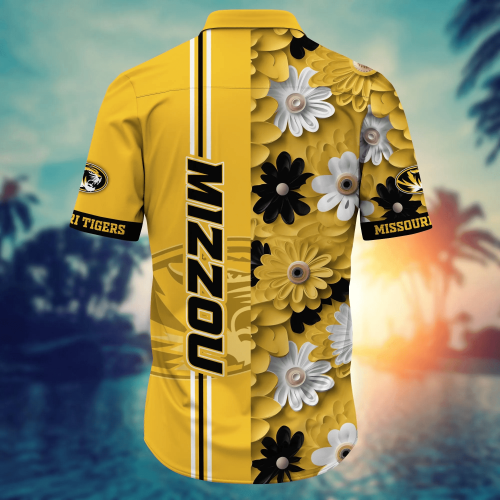 Missouri Tigers Flower 3D Button Hawaii Shirt Gift for Men Dad Father And T Shirt For Fans, Summer Football Shirts NA49574
