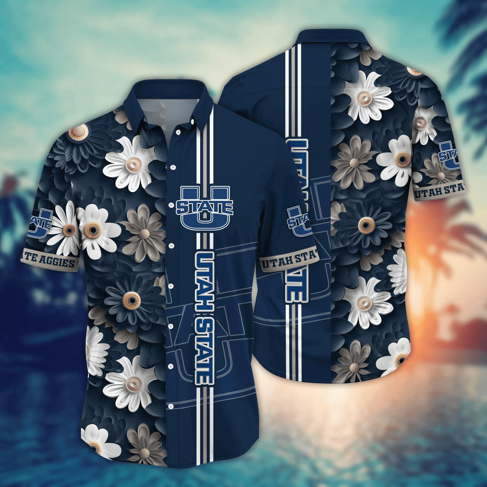 Utah State Aggies Flower 3D Button Hawaii Shirt Gift for Men Dad Father And T Shirt For Fans, Summer Football Shirts NA49574 Utah State Aggies Flower 3D Button Hawaii Shirt Gift for Men Dad Father And T Shirt For Fans, Summer Football Shirts NA49574