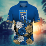 Kansas City Royals Flower 3D Button Hawaii Shirt Gift for Men Dad Father And T Shirt For Fans, Summer Football Shirts