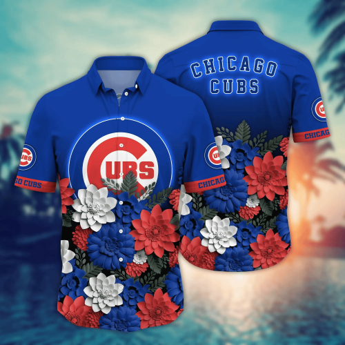 Chicago Cubs Flower 3D Button Hawaii Shirt Gift for Men Dad Father And T Shirt For Fans, Summer Football Shirts