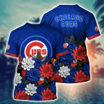 Chicago Cubs Flower 3D Button Hawaii Shirt Gift for Men Dad Father And T Shirt For Fans, Summer Football Shirts