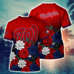 Washington Nationals Flower 3D Button Hawaii Shirt Gift for Men Dad Father And T Shirt For Fans, Summer Football Shirts