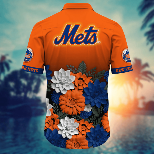 New York Mets Flower 3D Button Hawaii Shirt Gift for Men Dad Father And T Shirt For Fans, Summer Football Shirts