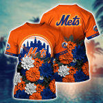 New York Mets Flower 3D Button Hawaii Shirt Gift for Men Dad Father And T Shirt For Fans, Summer Football Shirts