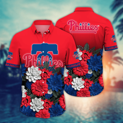 Philadelphia Phillies Flower 3D Button Hawaii Shirt Gift for Men Dad Father And T Shirt For Fans, Summer Football Shirts