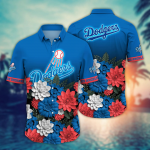Los Angeles Dodgers Flower 3D Button Hawaii Shirt Gift for Men Dad Father And T Shirt For Fans, Summer Football Shirts