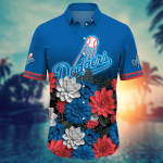 Los Angeles Dodgers Flower 3D Button Hawaii Shirt Gift for Men Dad Father And T Shirt For Fans, Summer Football Shirts