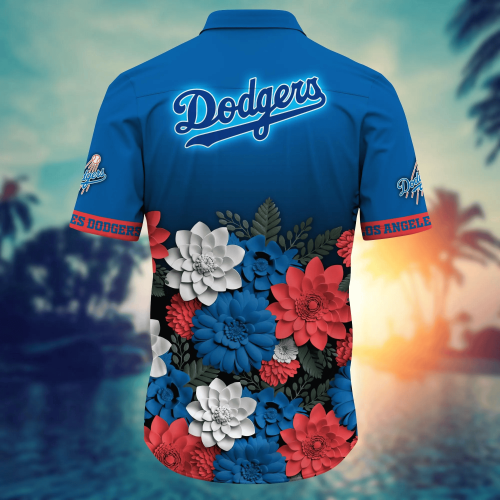 Los Angeles Dodgers Flower 3D Button Hawaii Shirt Gift for Men Dad Father And T Shirt For Fans, Summer Football Shirts