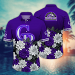 Colorado Rockies Flower 3D Button Hawaii Shirt Gift for Men Dad Father And T Shirt For Fans, Summer Football Shirts