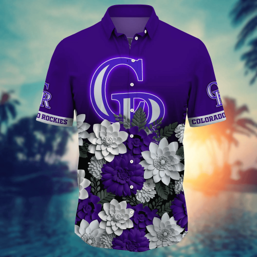 Colorado Rockies Flower 3D Button Hawaii Shirt Gift for Men Dad Father And T Shirt For Fans, Summer Football Shirts