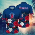 Los Angeles Angels Flower 3D Button Hawaii Shirt Gift for Men Dad Father And T Shirt For Fans, Summer Football Shirts
