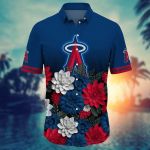 Los Angeles Angels Flower 3D Button Hawaii Shirt Gift for Men Dad Father And T Shirt For Fans, Summer Football Shirts