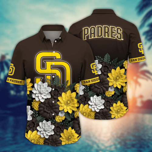 San Diego Padres Flower 3D Button Hawaii Shirt Gift for Men Dad Father And T Shirt For Fans, Summer Football Shirts