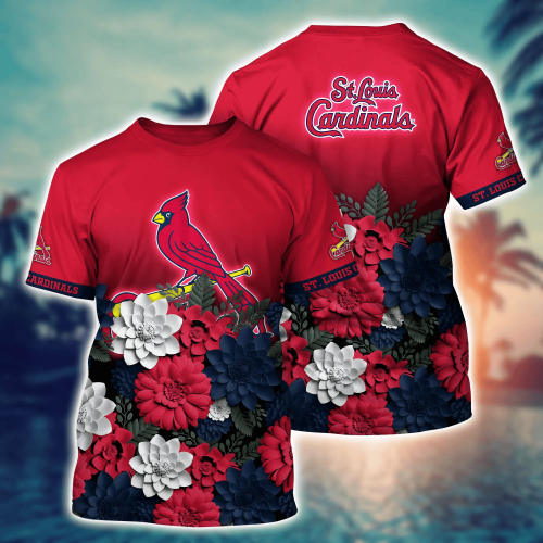 St. Louis Cardinals Flower 3D Button Hawaii Shirt Gift for Men Dad Father And T Shirt For Fans, Summer Football Shirts