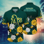 Oakland Athletics Flower 3D Button Hawaii Shirt Gift for Men Dad Father And T Shirt For Fans, Summer Football Shirts