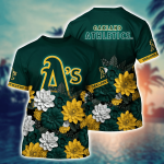 Oakland Athletics Flower 3D Button Hawaii Shirt Gift for Men Dad Father And T Shirt For Fans, Summer Football Shirts