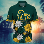 Oakland Athletics Flower 3D Button Hawaii Shirt Gift for Men Dad Father And T Shirt For Fans, Summer Football Shirts