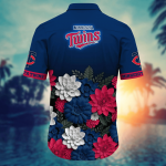 Minnesota Twins Flower 3D Button Hawaii Shirt Gift for Men Dad Father And T Shirt For Fans, Summer Football Shirts