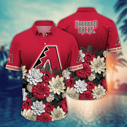 Arizona Diamondbacks Flower 3D Button Hawaii Shirt Gift for Men Dad Father And T Shirt For Fans, Summer Football Shirts