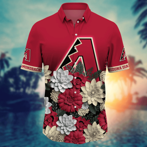Arizona Diamondbacks Flower 3D Button Hawaii Shirt Gift for Men Dad Father And T Shirt For Fans, Summer Football Shirts