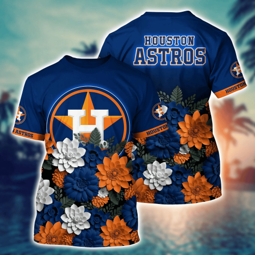 Houston Astros Flower 3D Button Hawaii Shirt Gift for Men Dad Father And T Shirt For Fans, Summer Football Shirts
