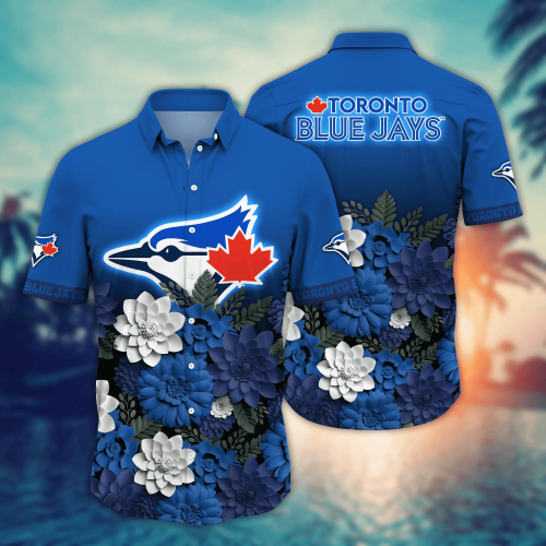 Toronto Blue Jays Flower 3D Button Hawaii Shirt Gift for Men Dad Father And T Shirt For Fans, Summer Football Shirts