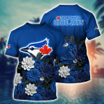 Toronto Blue Jays Flower 3D Button Hawaii Shirt Gift for Men Dad Father And T Shirt For Fans, Summer Football Shirts
