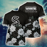 Chicago White Sox Flower 3D Button Hawaii Shirt Gift for Men Dad Father And T Shirt For Fans, Summer Football Shirts