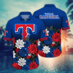 Texas Rangers Flower 3D Button Hawaii Shirt Gift for Men Dad Father And T Shirt For Fans, Summer Football Shirts